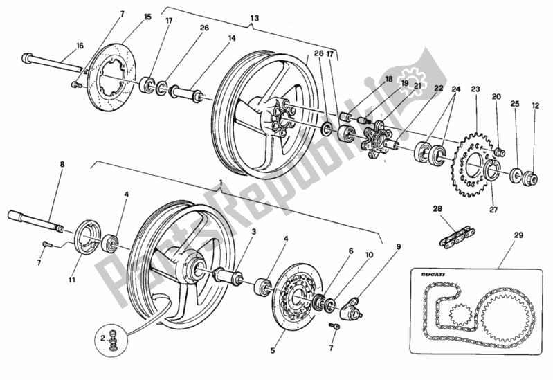 All parts for the Wheels Dm 001756 of the Ducati Supersport 400 SS 1993